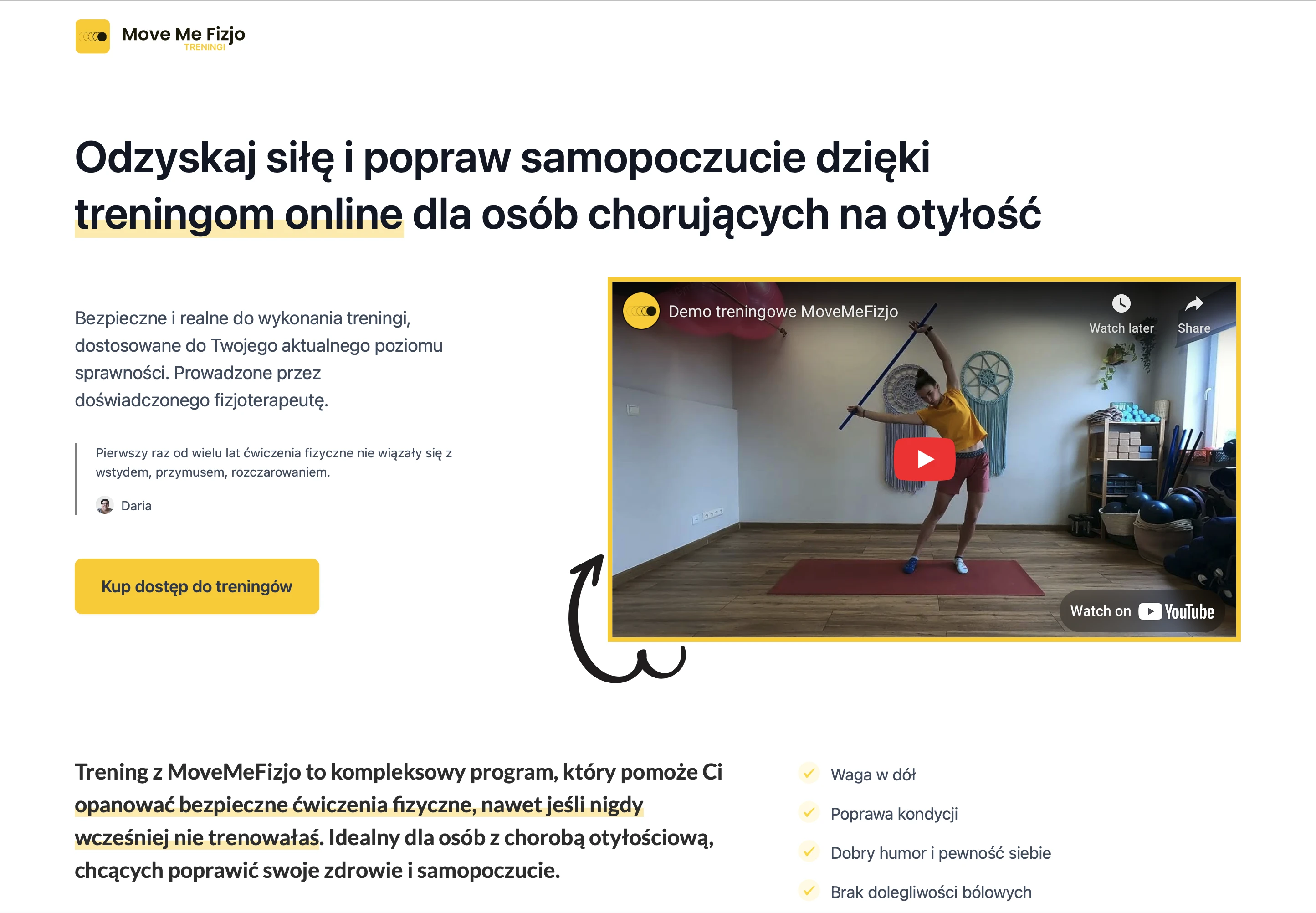Strona internetowa dla platformy fitness – profesjonalna strona www dla usług zdrowotnych i rehabilitacyjnych